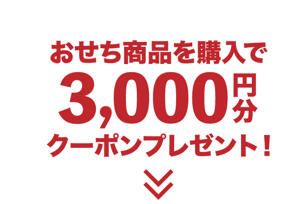 購入するほどお得！3,000円分のクーポンプレゼント！